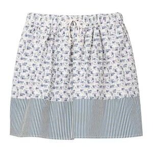 SUNO x Uniqlo Cotton Flare Skirt Floral & Stripe Prints Blue & White Sz S